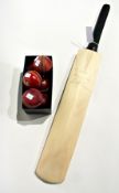 Souvenir Richard Hadlee cricket bat and small quantity cricket balls (2)