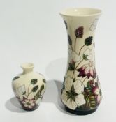 Modern Moorcroft vase, baluster-shaped, cream ground, decorated with purple and white flowers and