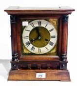 19th century mahogany mantel clock, having white chapter ring, American 8-days striking movement,