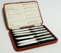 Set of six silver handled tea knives, Sheffield 1923, cased