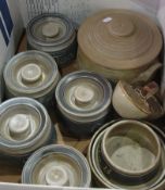 A set of stoneware tea, coffee and sugar pots with covers and other similar items (1 box)