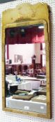 Oriental lacquered rectangular framed mirror, yellow decorated with figure and cart to top