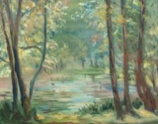 Oil on canvas
Burntet(?)
Paris street scene
Oil on canvas
Monica Forester 
Woodland scene, and