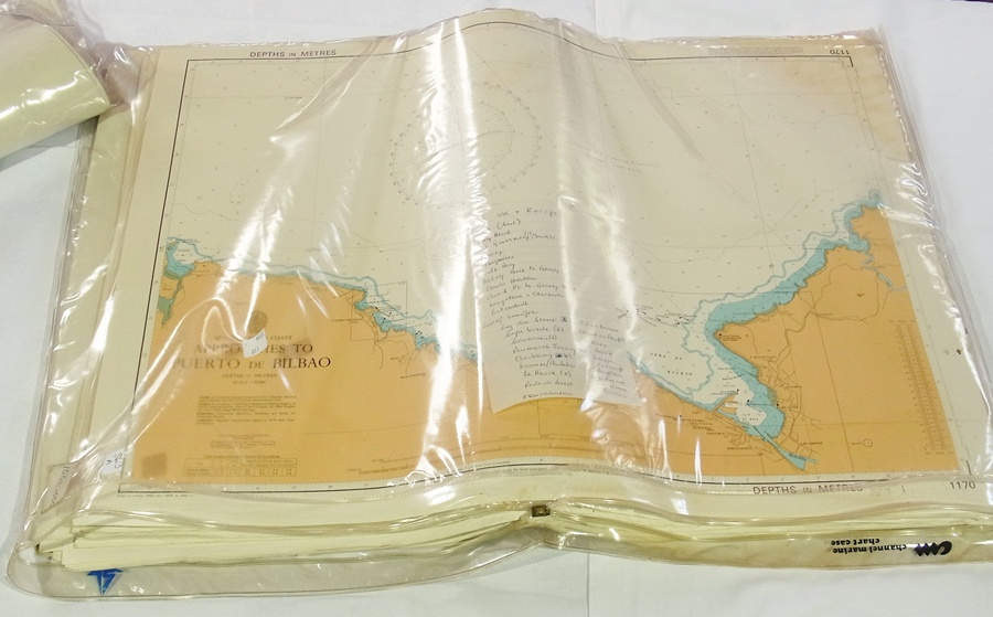 Quantity Hydrographic Office marine charts, including:- The Solent, Channel Islands, Portsmouth,