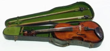 Violin and two bows, in case