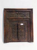 Indian hardwood carved pierced window grille, height 51cm