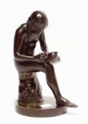 Bronze sculpture, seated male figure, 19cm high approximately