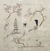 Three oriental embroidered pictures (3)