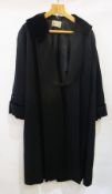 Harrod's long black coat with velvet collar and cuffs