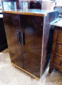 1950's Pye model 17TCDL in polished figured walnut floor-standing cabinet with pair panel doors,