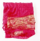 An Indian sari, in fuchsia pink with gold decoration (af)