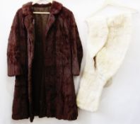A vintage squirrel fur coat together with a cream vintage fur stole (2)