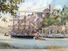 Limited-edition print 
After Frank Shipsides (1908-2005) 
Maritime scene featuring Clifton Bridge,