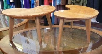 Pair mid 20th century kidney-shaped stools (2)