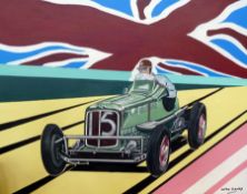 Oil on canvas
Andy Danks (b.1950) 
Racing driver, signed
70 x 90cm