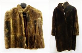 A vintage fur cape, possibly chinchilla together with a vintage beaver coat (2)