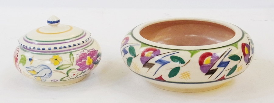 A Poole pottery bowl and a Poole pottery pot and cover (2)