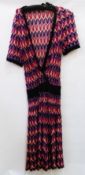 A "Missoni" drop waisted 1970's dress, with the classic Missoni patterned knit, elbow length sleeves