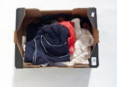 1920's/30's gent's swimming costume, swimming hat, two blouses and other items (1 box)