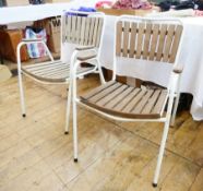 Four metal and hardwood garden chairs, height 78cm (4)