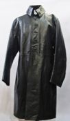 A "Dirk Bikkembergs" gentleman's black leather coat, button front with side pockets