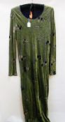 A "Georgina von Etzdorf" silk devore velvet evening gown, 1930's style, full length, with original