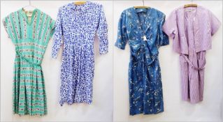 Two silk and two cotton dresses, possibly 1950's (4)