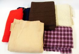Quantity of wool throws and sections of  material (1 bag)