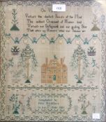George IV sampler completed by Jane Blackburn on her 11th year, 1823 "On Virtue, virtue's the