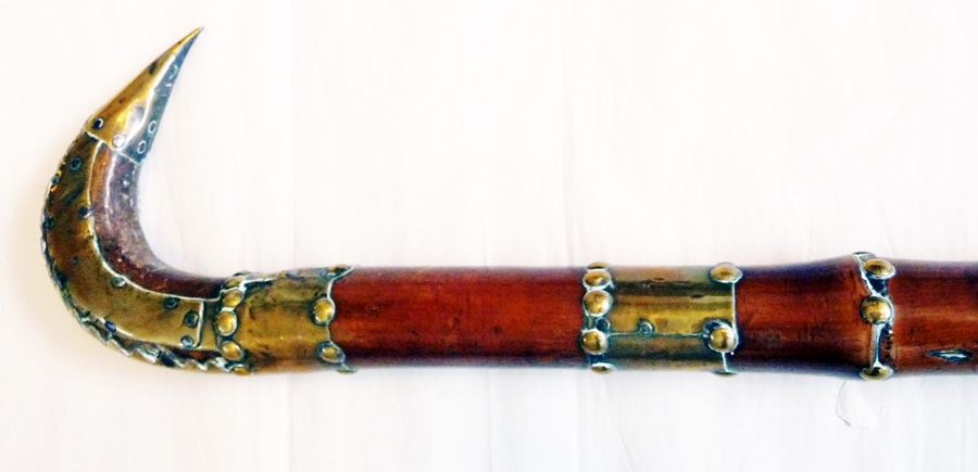 A rare North West Frontier Lathi (long metal mounted staff with horn and sharp metal pointed