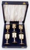 A set of six silver wine goblets, Birmingham 1975, 37.5oz (in fitted case)