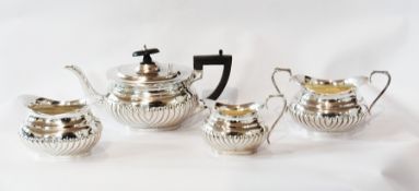 Georgian-style EPNS bachelor's tea service, comprising:- teapot, milk jug, sugar bowl and cream
