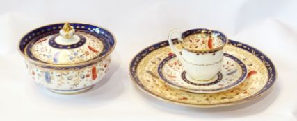 Early 19th century English teacup and saucer, floral and gilt decoration, together with matching