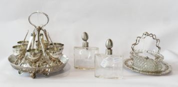 Quantity EPNS to include a cruet, preserve stand, toast-rack (six divisions), glass preserve dish