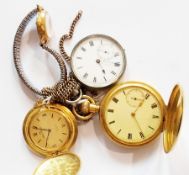 A gentleman's gold-plated pocket watch with enamel dial, an open-faced pocket watch, a Swiss fashion