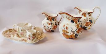 Three Wedgwood graduated jugs "Eastern Flowers" pattern and a Chelseaware teaset (5)