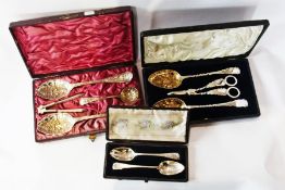 EPNS flatware to include pair child's engraved spoons, cased, set late-Victorian berry spoons and