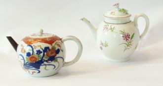 Early 19th century English pottery teapot in the Chinese style with handpainted floral decoration