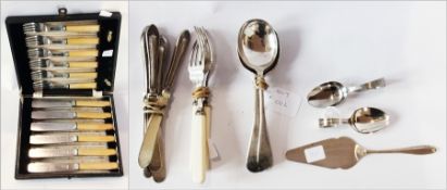 Quantity EPNS flatware, to include:- boxed set fish knives and forks, boxed set fruit knives etc