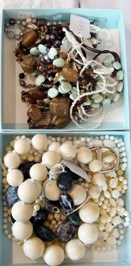 A quantity of costume jewellery to include bead necklaces (2 boxes)