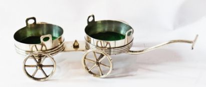 Victorian silver-plated wine trolley, in the form of a cart, made by Carrington, 130 Regent Street