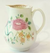 Mid 18th century Worcester porcelain sparrow break jug painted in polychrome colours with