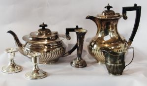 Large quantity EPNS to include:- tea and coffee pots, various jugs, candlesticks and serving