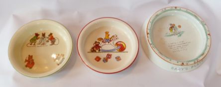 Twelve pottery baby's plates, various forms of decoration, to include:- Royal Winton, Royal Doulton,