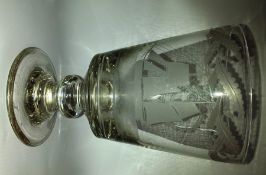 Early 19th century goblet wheel engraved with sailing ship "Frances", initialled and dated 1815