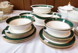 Modern "Pemberton" china dinner service, green and gilt decoration