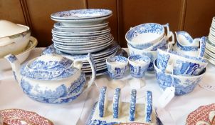 Copeland Spode "Italian" pattern part tea and breakfast service, blue and white under-glaze