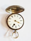 An early 19th century English pocket watch with silver case and enamel dial