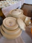 Wedgwood "Moonstone" part dinner service, cream ground with brown and pink foliate decoration to