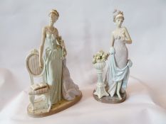 Lladro figure of a 1930's lady and another, marked "Lladro" to base (2)